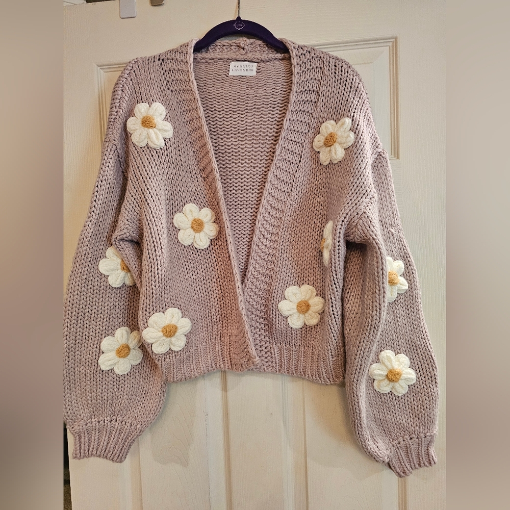 Lilac Cardigan with Daisy Accents